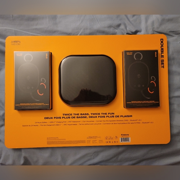 New 2x Skullcandy Kilo Portable Wireless Waterproof Speakers + Travel Case! - Picture 2 of 5